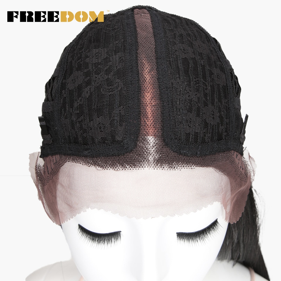 FREEDOM Synthetic Lace Front Wig For Black Women Supper Long 38Inch Ombre Blond 3 Color Natural Straight Hair Wigs Cosplay Wigs