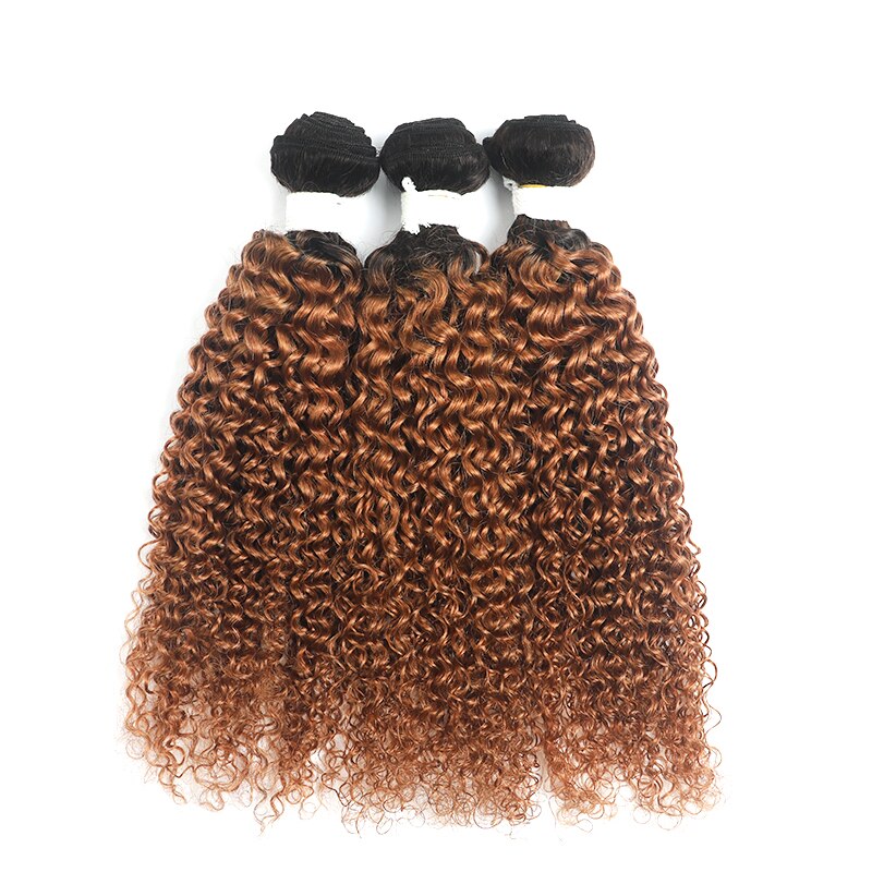 Kinky Curly Human Hair Bundles 8-26Inch Ombre Blonde Brown Brazilian Hair Weave Bundles 1/3/4PCS Non-Remy Hair Extensions SOKU