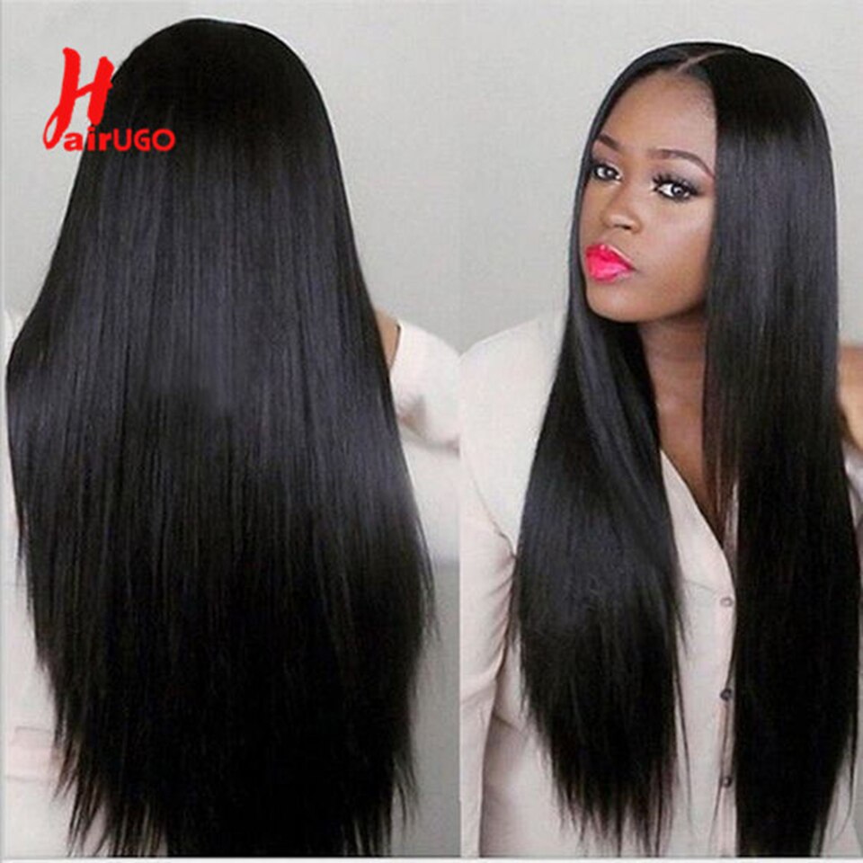 HairUGo Brazilian Lace Closure Wig Human Hair Wigs Non-Remy Straight Wigs For Black Women 4*4 Lace Closure Wig Pre Plucked 150%