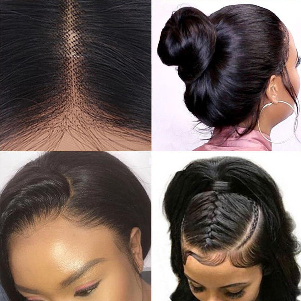 HairUGo Brazilian Lace Closure Wig Human Hair Wigs Non-Remy Straight Wigs For Black Women 4*4 Lace Closure Wig Pre Plucked 150%