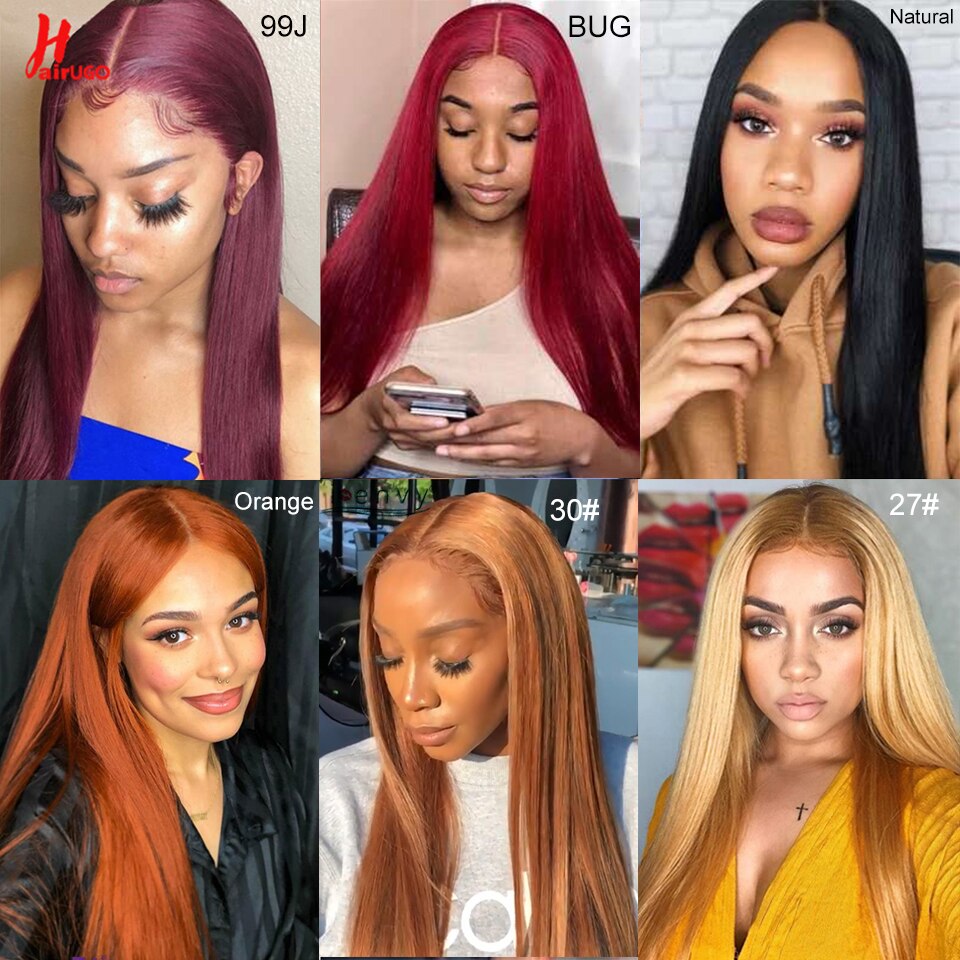 HairUGo 4x4 Lace Closure Wigs 99J Brazlian Remy Straight Lace Closure Human Hair Wigs For Black Women Human Hair Wig Pre Plucked