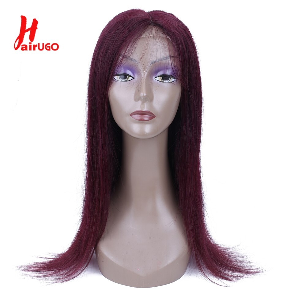 HairUGo 4x4 Lace Closure Wigs 99J Brazlian Remy Straight Lace Closure Human Hair Wigs For Black Women Human Hair Wig Pre Plucked