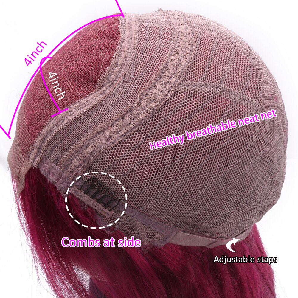 HairUGo 4x4 Lace Closure Wigs 99J Brazlian Remy Straight Lace Closure Human Hair Wigs For Black Women Human Hair Wig Pre Plucked