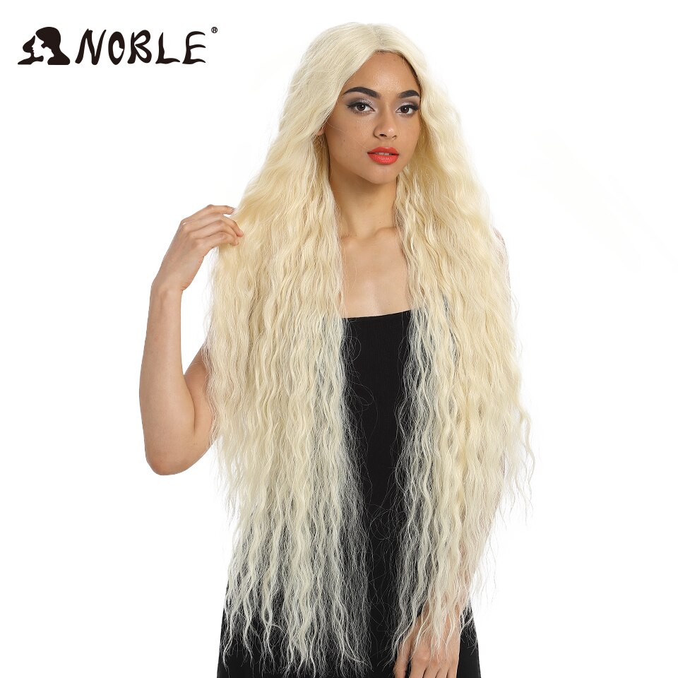 Noble Cosplay Synthetic Lace Front Wig Long Wig Cosplay Curly 42 Inch Ombre Blonde color Wig Synthetic Lace Front Wig For Women