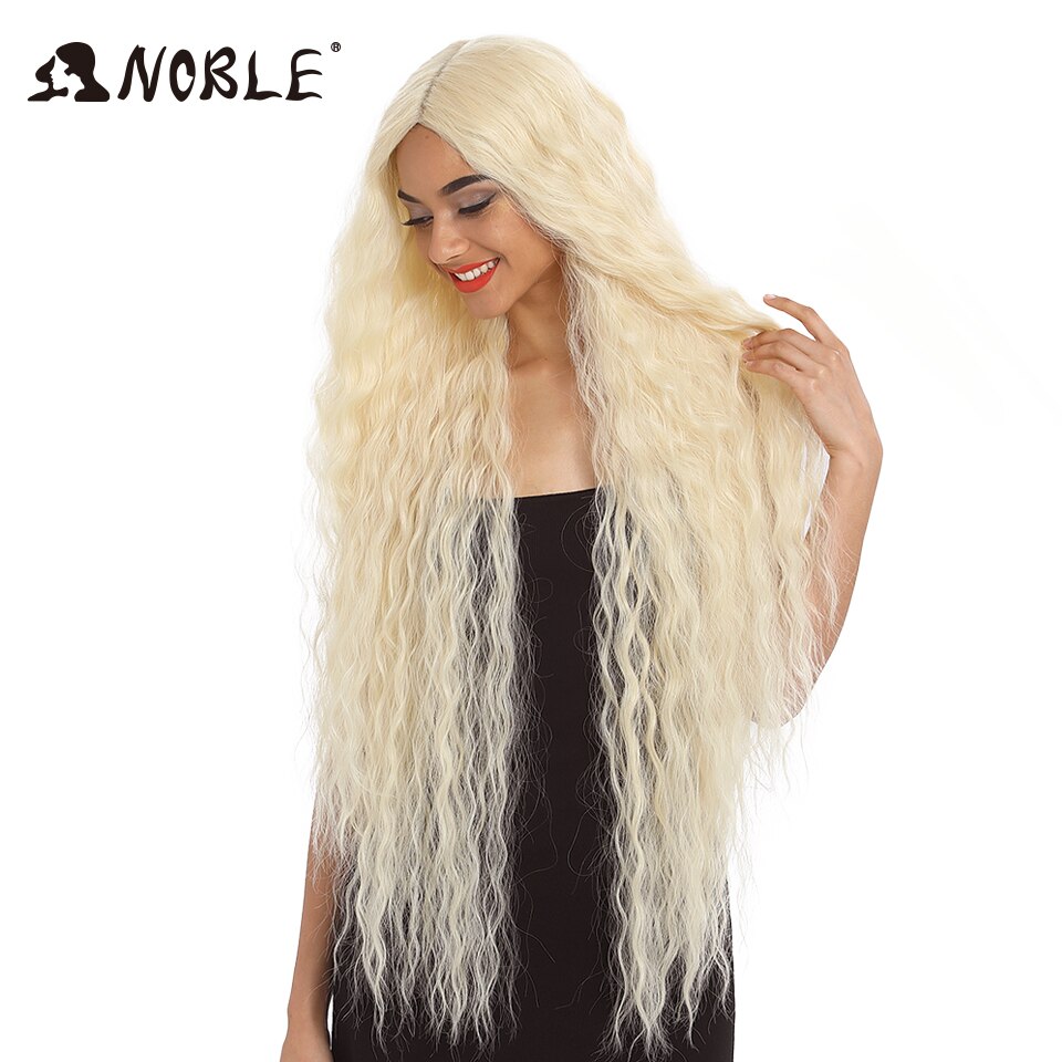 Noble Cosplay Synthetic Lace Front Wig Long Wig Cosplay Curly 42 Inch Ombre Blonde color Wig Synthetic Lace Front Wig For Women