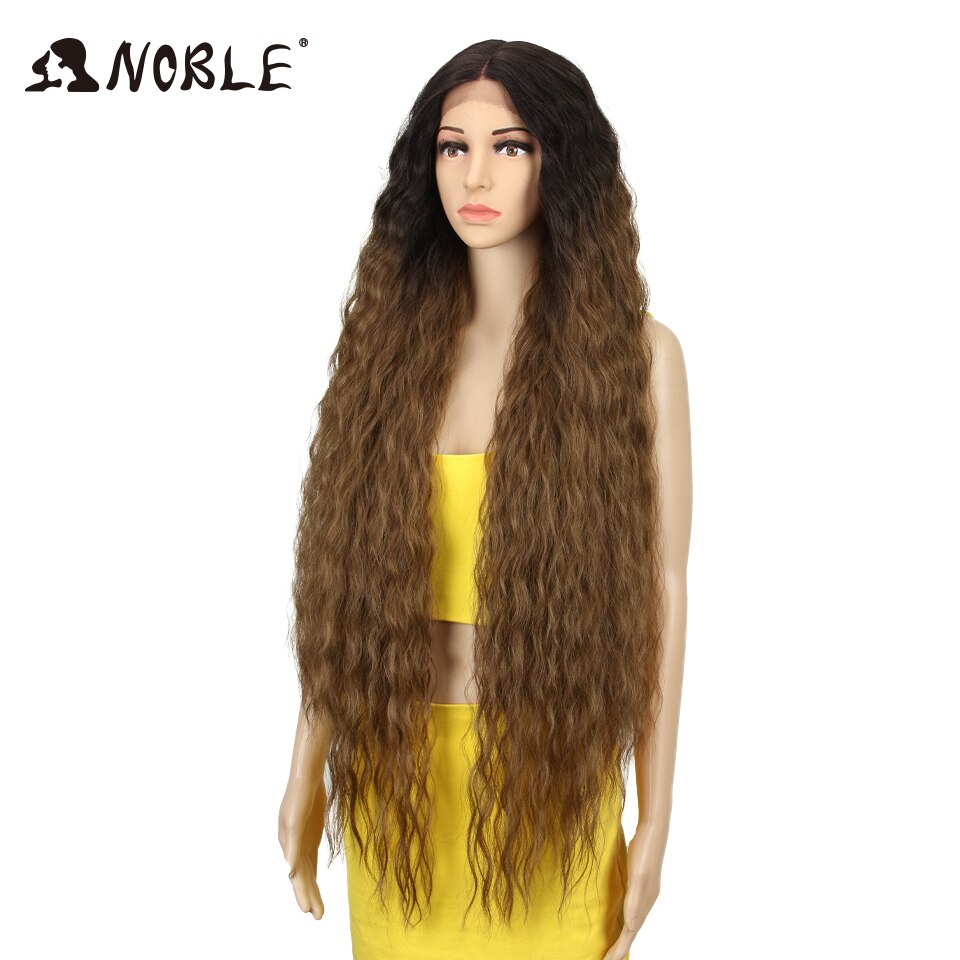 Noble Cosplay Synthetic Lace Front Wig Long Wig Cosplay Curly 42 Inch Ombre Blonde color Wig Synthetic Lace Front Wig For Women