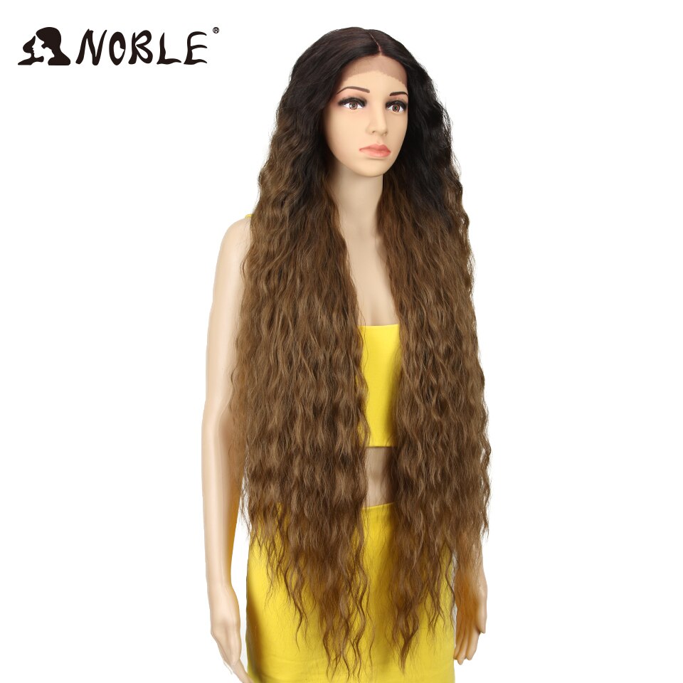Noble Cosplay Synthetic Lace Front Wig Long Wig Cosplay Curly 42 Inch Ombre Blonde color Wig Synthetic Lace Front Wig For Women