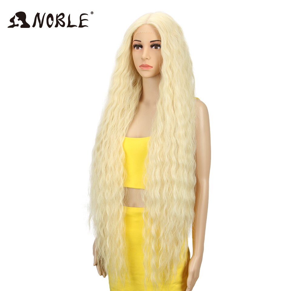 Noble Cosplay Synthetic Lace Front Wig Long Wig Cosplay Curly 42 Inch Ombre Blonde color Wig Synthetic Lace Front Wig For Women