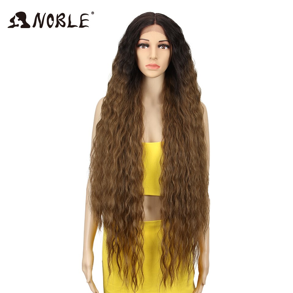 Noble Cosplay Synthetic Lace Front Wig Long Wig Cosplay Curly 42 Inch Ombre Blonde color Wig Synthetic Lace Front Wig For Women