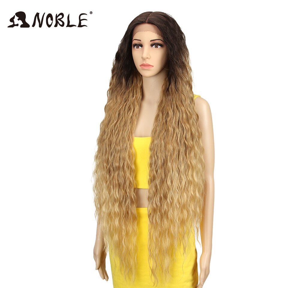 Noble Cosplay Synthetic Lace Front Wig Long Wig Cosplay Curly 42 Inch Ombre Blonde color Wig Synthetic Lace Front Wig For Women