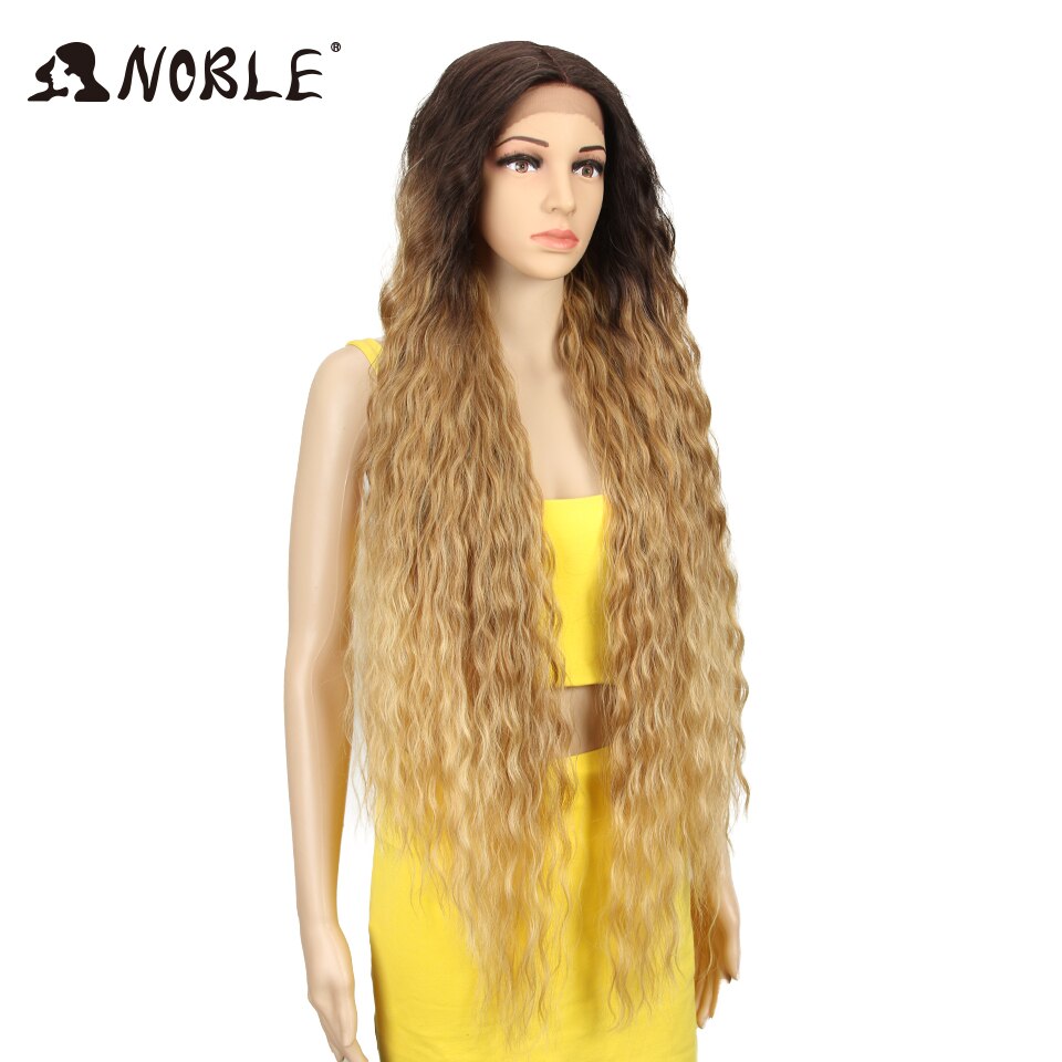 Noble Cosplay Synthetic Lace Front Wig Long Wig Cosplay Curly 42 Inch Ombre Blonde color Wig Synthetic Lace Front Wig For Women
