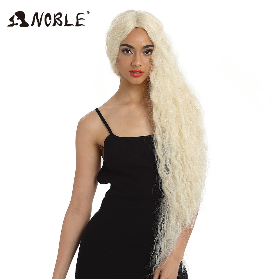 Noble Cosplay Synthetic Lace Front Wig Long Wig Cosplay Curly 42 Inch Ombre Blonde color Wig Synthetic Lace Front Wig For Women