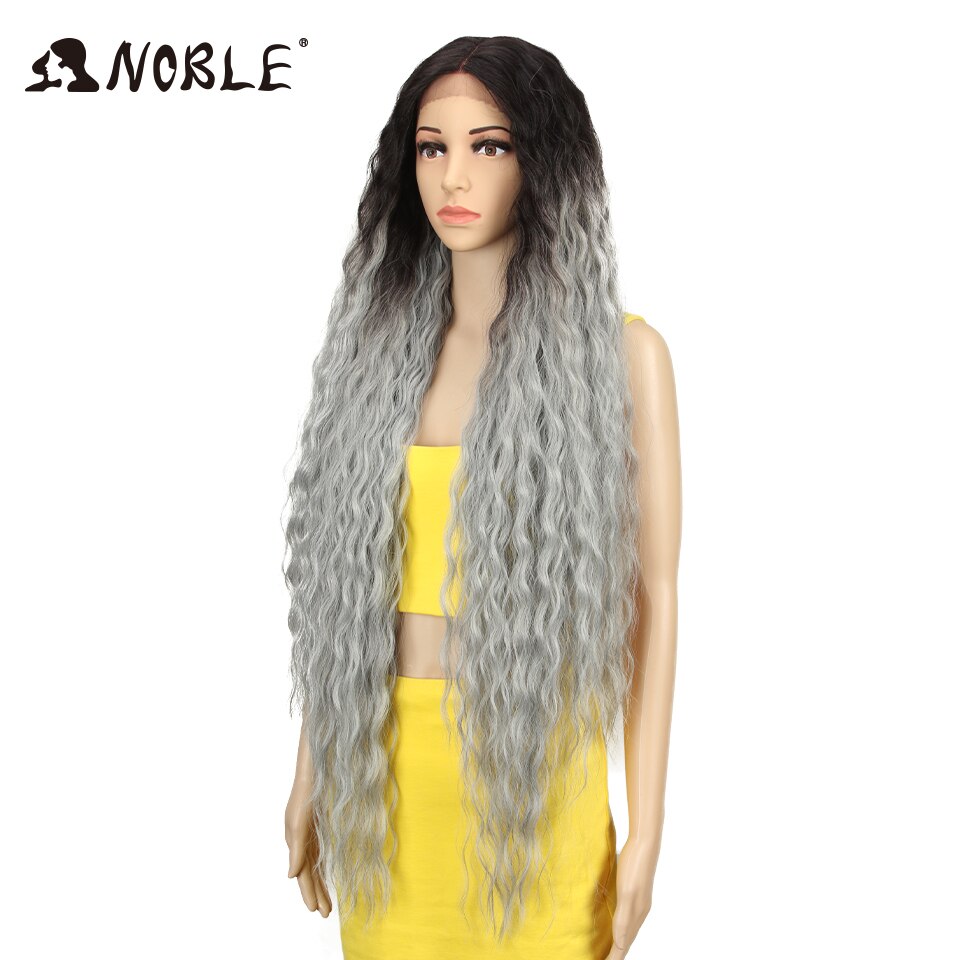 Noble Cosplay Synthetic Lace Front Wig Long Wig Cosplay Curly 42 Inch Ombre Blonde color Wig Synthetic Lace Front Wig For Women