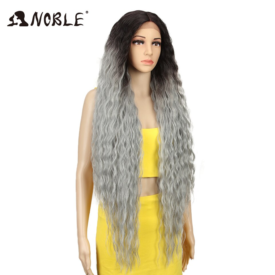 Noble Cosplay Synthetic Lace Front Wig Long Wig Cosplay Curly 42 Inch Ombre Blonde color Wig Synthetic Lace Front Wig For Women