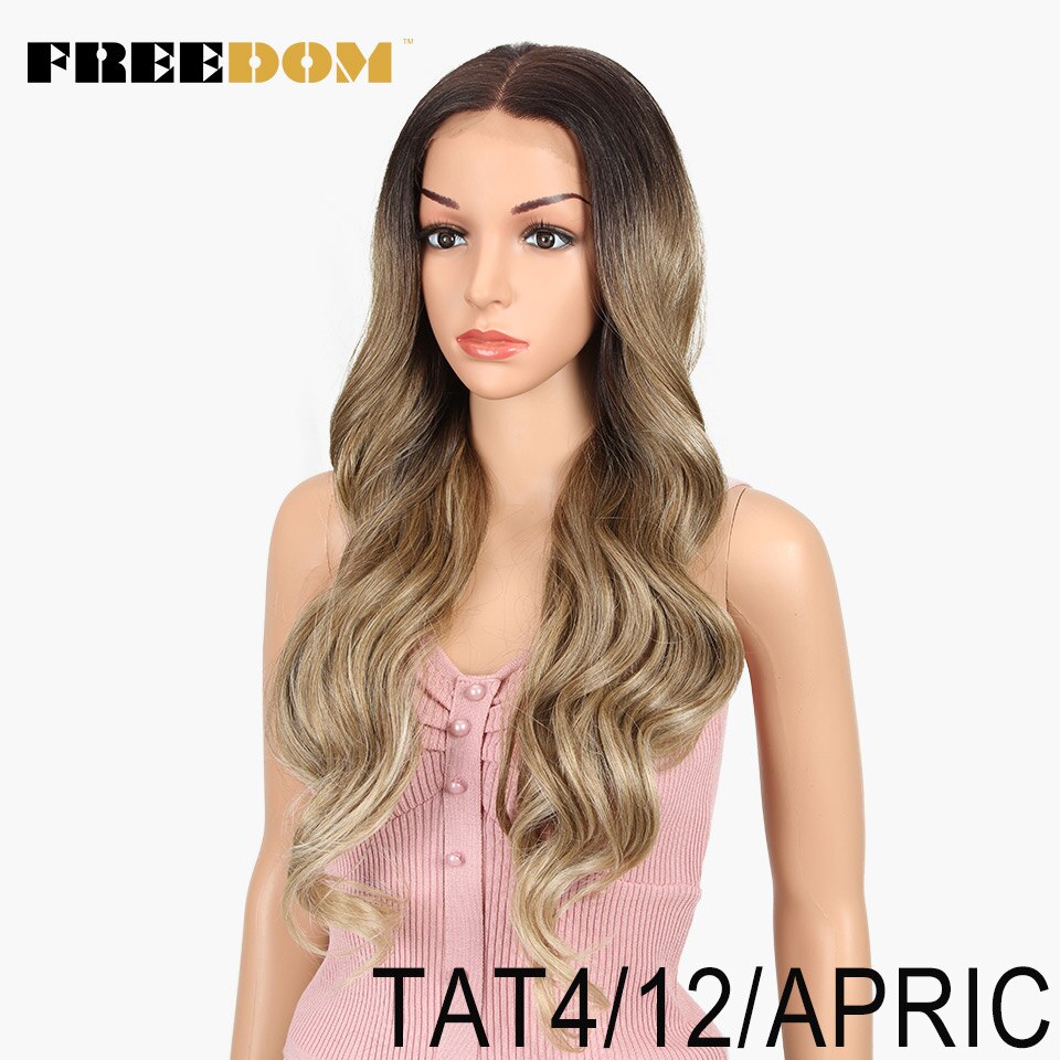 FREEDOM Free Parting Easy 360 Lace Front Synthetic Wigs For Black Women Ombre Blond Red Color Ponytail Supreme Hair cosplay FREEDOM Free Parting Easy 360 Lace Front Synthetic Wigs For Black Women Ombre Blond Red Color Ponytail Supreme Hair cosplay