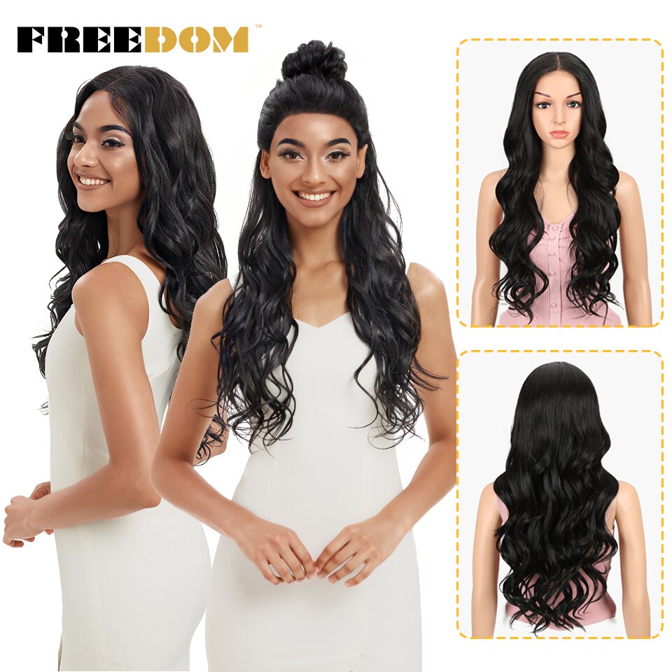FREEDOM Free Parting Easy 360 Lace Front Synthetic Wigs For Black Women Ombre Blond Red Color Ponytail Supreme Hair cosplay FREEDOM Free Parting Easy 360 Lace Front Synthetic Wigs For Black Women Ombre Blond Red Color Ponytail Supreme Hair cosplay