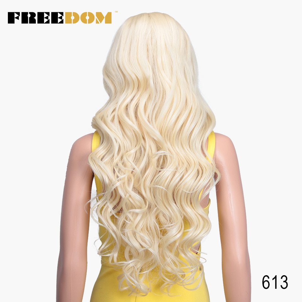 FREEDOM Free Parting Easy 360 Lace Front Synthetic Wigs For Black Women Ombre Blond Red Color Ponytail Supreme Hair cosplay FREEDOM Free Parting Easy 360 Lace Front Synthetic Wigs For Black Women Ombre Blond Red Color Ponytail Supreme Hair cosplay