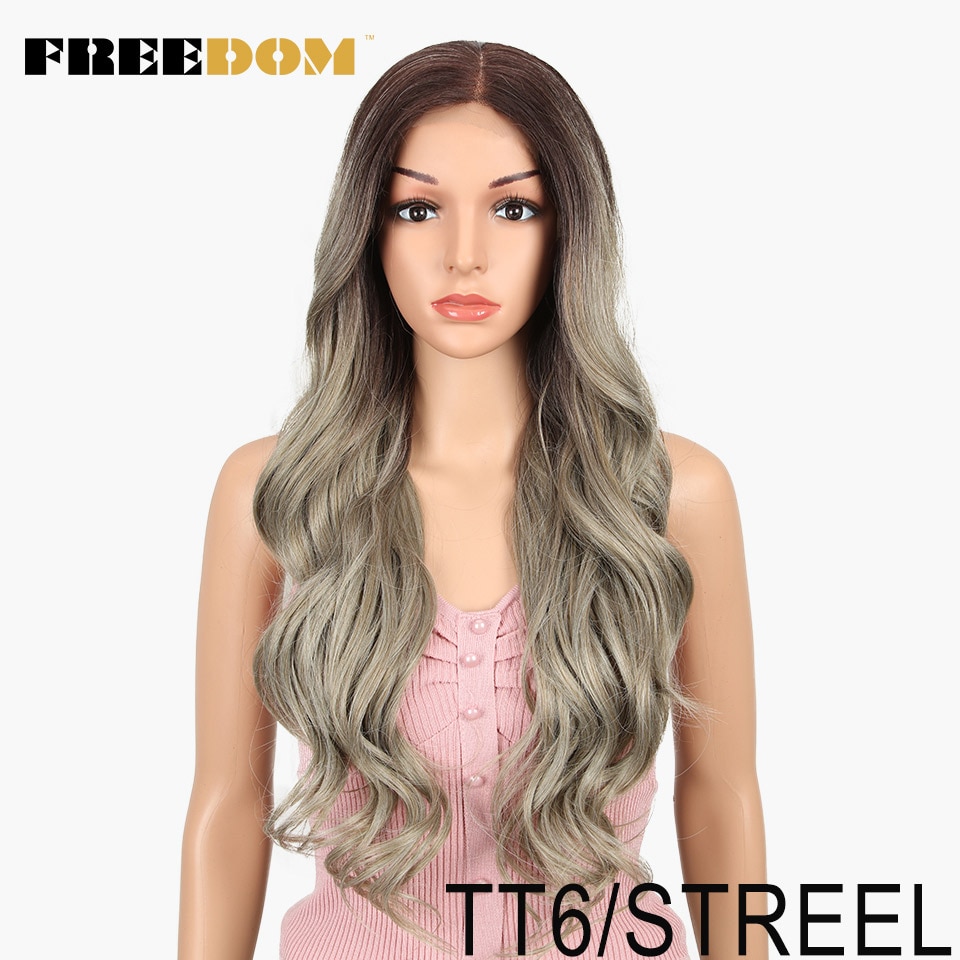 FREEDOM Free Parting Easy 360 Lace Front Synthetic Wigs For Black Women Ombre Blond Red Color Ponytail Supreme Hair cosplay FREEDOM Free Parting Easy 360 Lace Front Synthetic Wigs For Black Women Ombre Blond Red Color Ponytail Supreme Hair cosplay