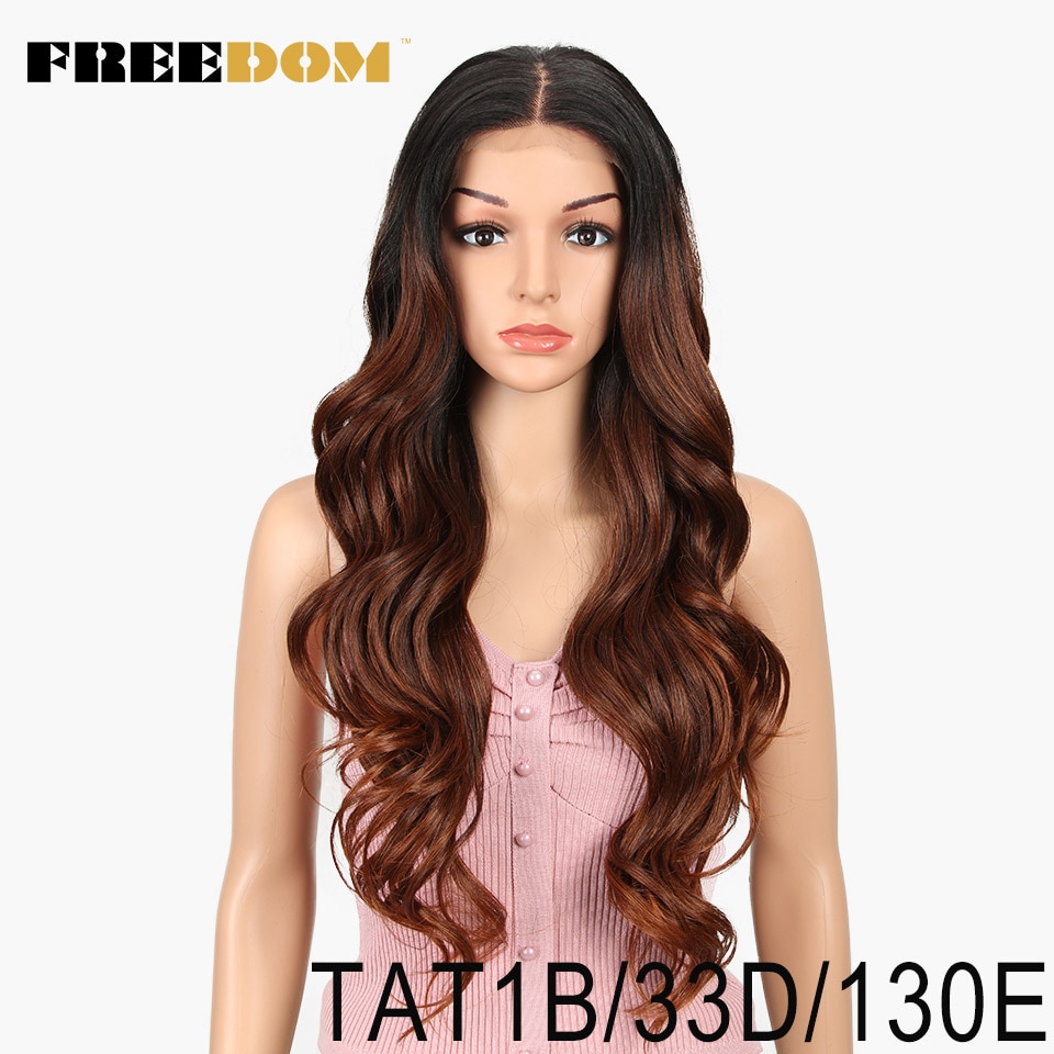 FREEDOM Free Parting Easy 360 Lace Front Synthetic Wigs For Black Women Ombre Blond Red Color Ponytail Supreme Hair cosplay FREEDOM Free Parting Easy 360 Lace Front Synthetic Wigs For Black Women Ombre Blond Red Color Ponytail Supreme Hair cosplay