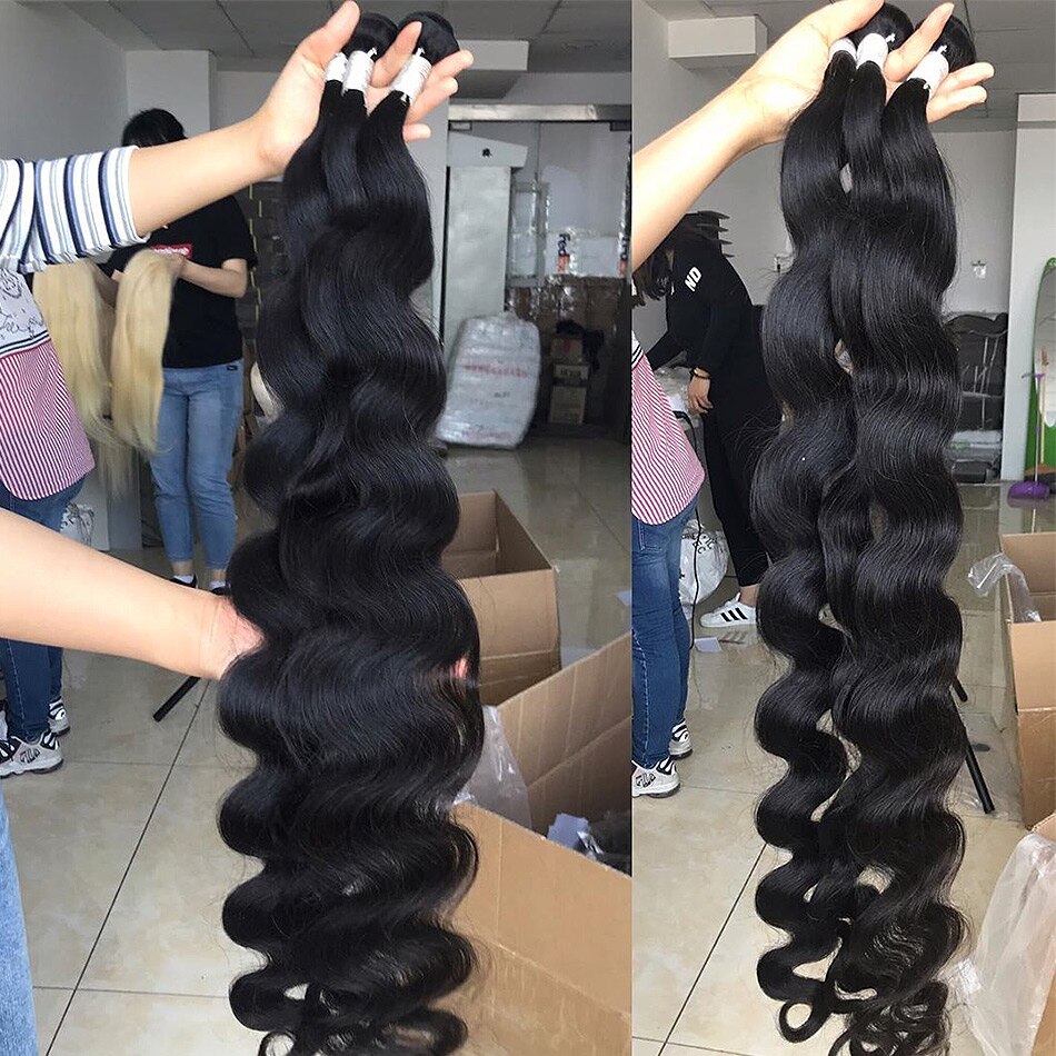 Luvin 28 30 32 34 40 Inch 1 3 4 Brazilian Hair Weave Bundles Body Wave Remy Human Hair Natural Double Drawn