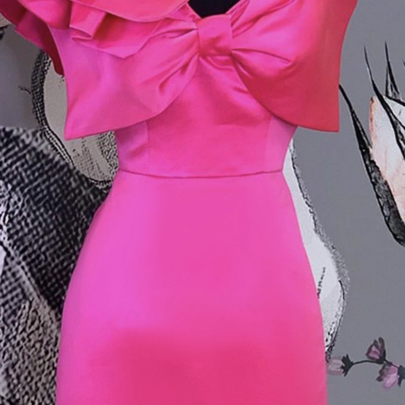 Party Mini Dress Ruffles One Shoulder Big Bowtie Patchwork Sexy Bodycon Women Vestido Celebrate Event Occasion Dinner Night Out