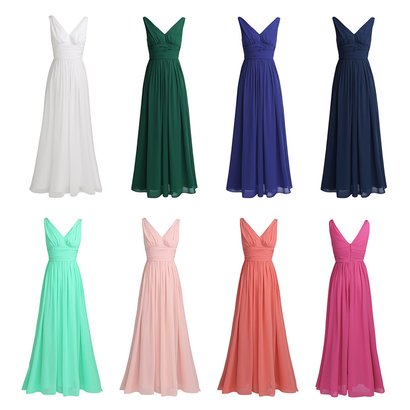 TiaoBug New Arrival Special Occasion Dresses V Neck Elegant 2020 Women Ladies Bridesmaid Princess Chiffon Summer Long Dresses