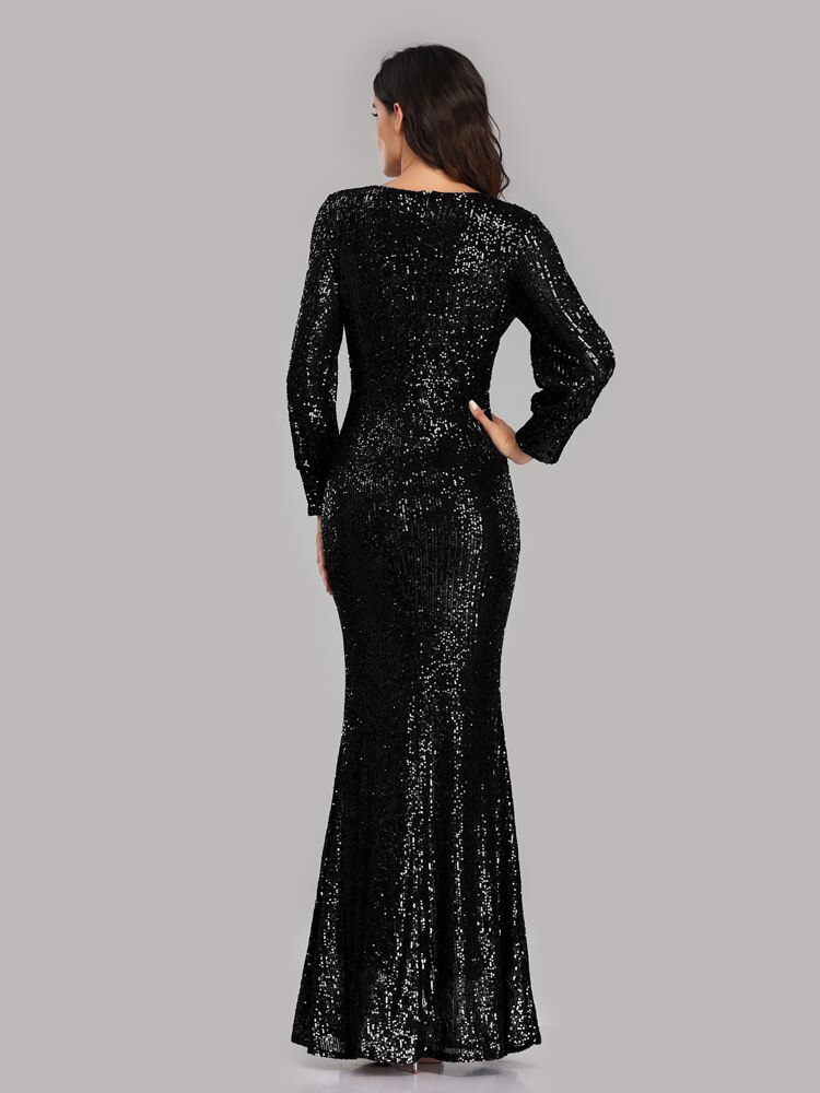 New Sexy V Neck Mermaid Evening Dress Long Formal Prom Party Gown Full Sequins long Sleeve Galadress vestidos occassion dress New Sexy V Neck Mermaid Evening Dress Long Formal Prom Party Gown Full Sequins long Sleeve Galadress vestidos occassion dress