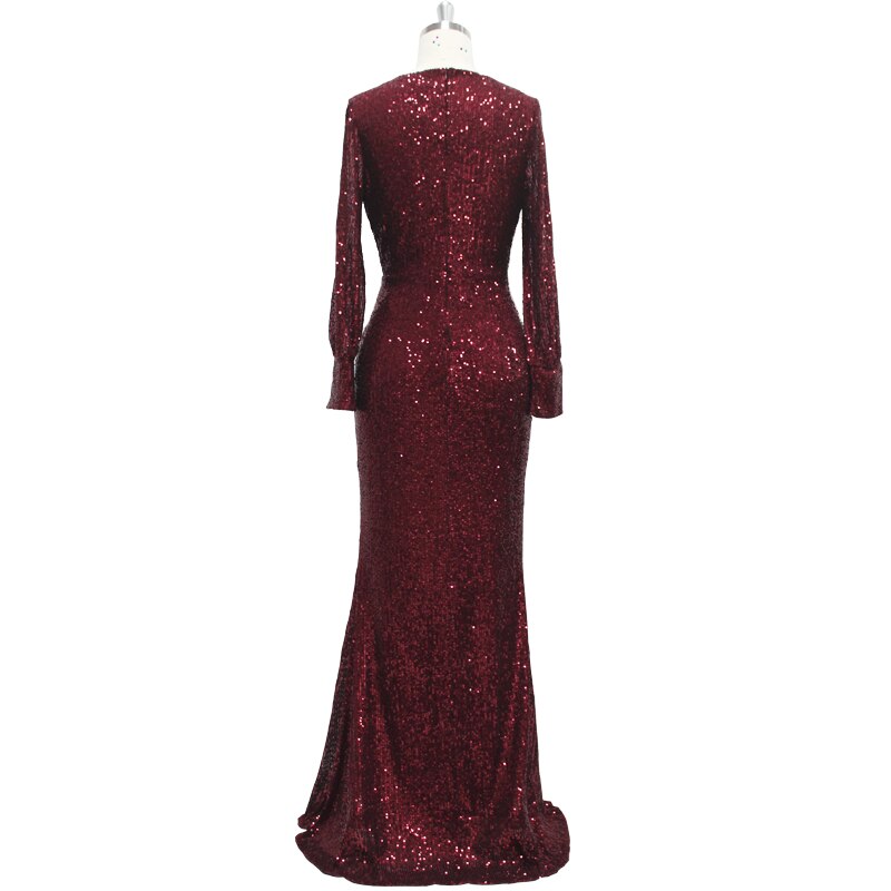 New Sexy V Neck Mermaid Evening Dress Long Formal Prom Party Gown Full Sequins long Sleeve Galadress vestidos occassion dress New Sexy V Neck Mermaid Evening Dress Long Formal Prom Party Gown Full Sequins long Sleeve Galadress vestidos occassion dress