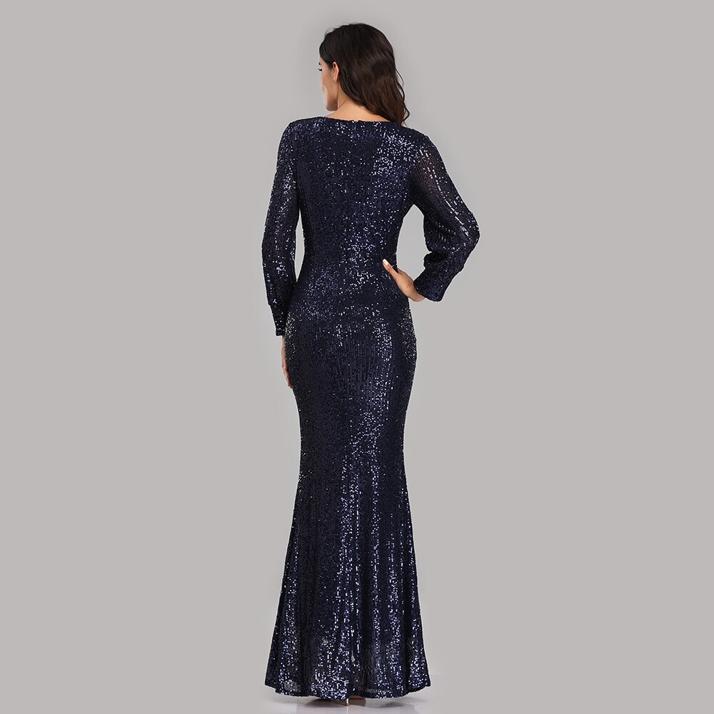 New Sexy V Neck Mermaid Evening Dress Long Formal Prom Party Gown Full Sequins long Sleeve Galadress vestidos occassion dress New Sexy V Neck Mermaid Evening Dress Long Formal Prom Party Gown Full Sequins long Sleeve Galadress vestidos occassion dress