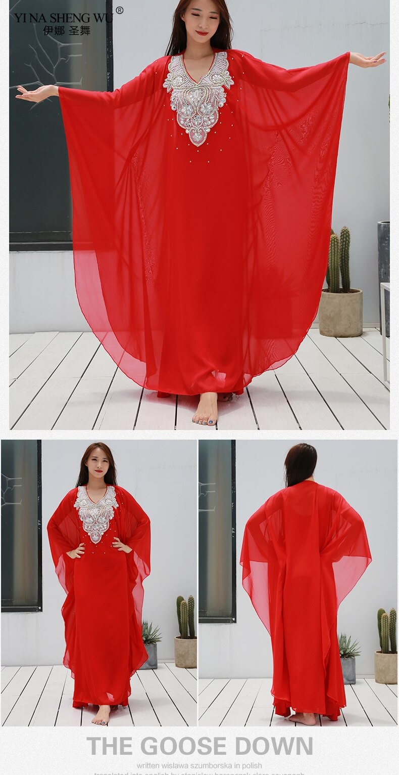 Dance Tribal Khaleegy Robe Belly Dance Oriental Costume New for Women Stage Performance Suit Sling Dress Dance Long Dress Abaya