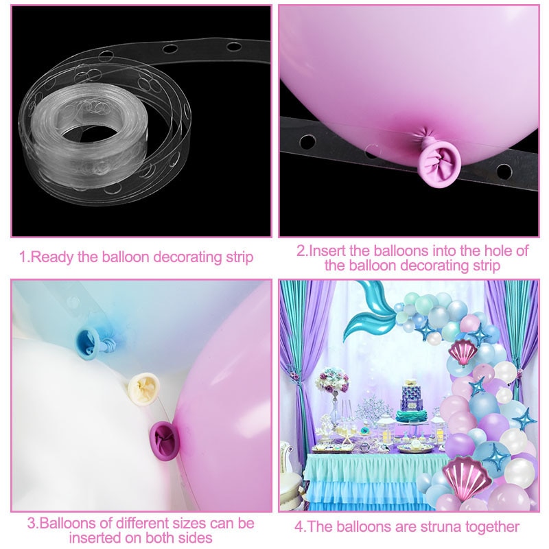 87pcs Mermaid Tail Balloon Garland Arch Mermaid Theme Birthday Party Decorations Supplies Under the Sea Little Mermaid Balloons