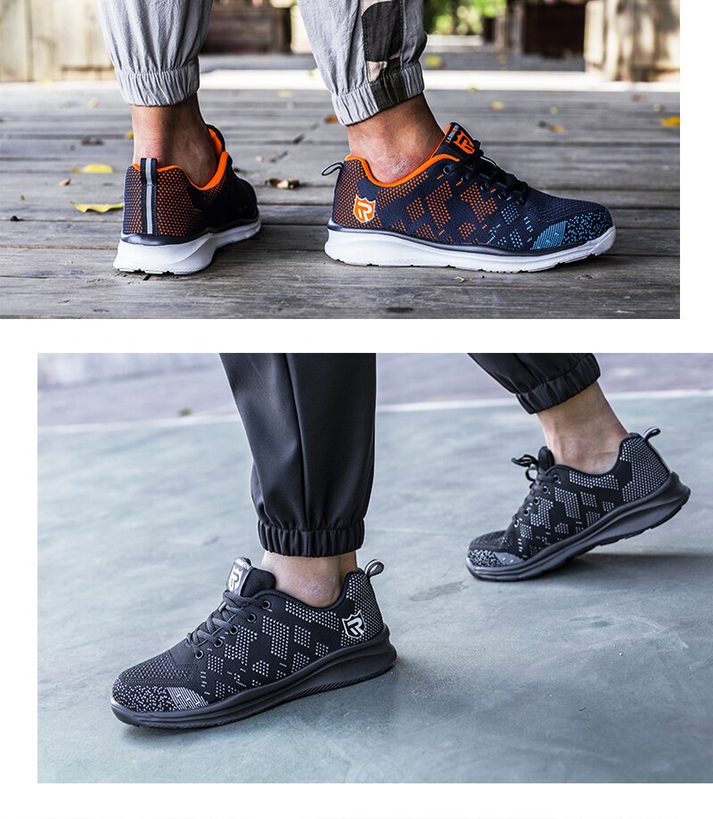 LARNMERN Lightweight Breathable Men Safety Shoes Steel Toe Work Shoes For Men Anti-smashing Construction Sneaker With Reflective