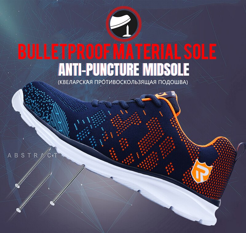 LARNMERN Lightweight Breathable Men Safety Shoes Steel Toe Work Shoes For Men Anti-smashing Construction Sneaker With Reflective