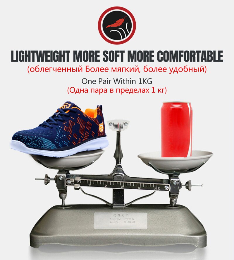 LARNMERN Lightweight Breathable Men Safety Shoes Steel Toe Work Shoes For Men Anti-smashing Construction Sneaker With Reflective