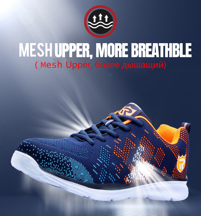 LARNMERN Lightweight Breathable Men Safety Shoes Steel Toe Work Shoes For Men Anti-smashing Construction Sneaker With Reflective