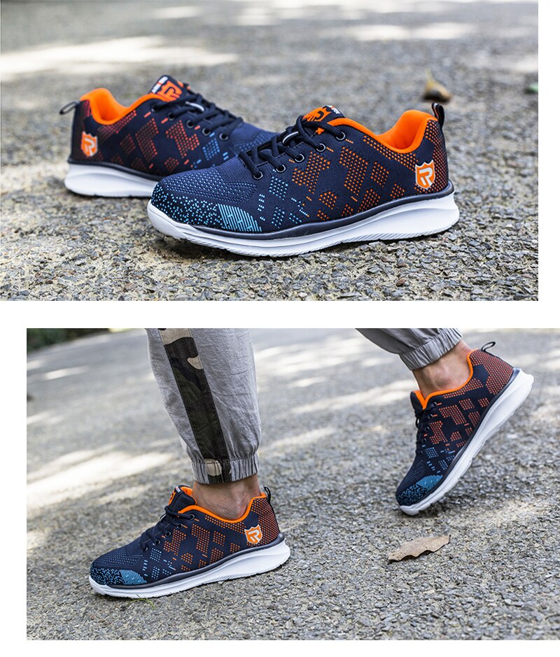 LARNMERN Lightweight Breathable Men Safety Shoes Steel Toe Work Shoes For Men Anti-smashing Construction Sneaker With Reflective