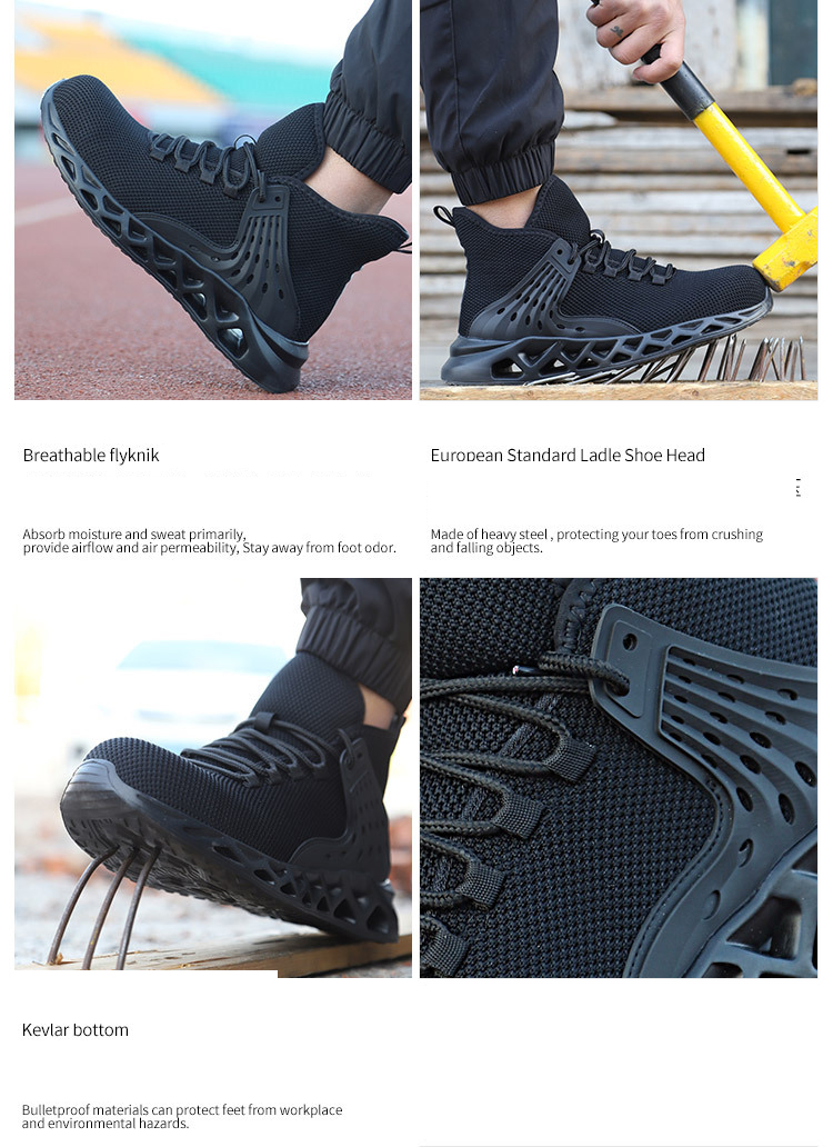 Men Safety Shoes with Metal Toe Indestructible Ryder Shoe Work Boots with Steel Toe Waterproof Breathable Sneakers Work Shoes