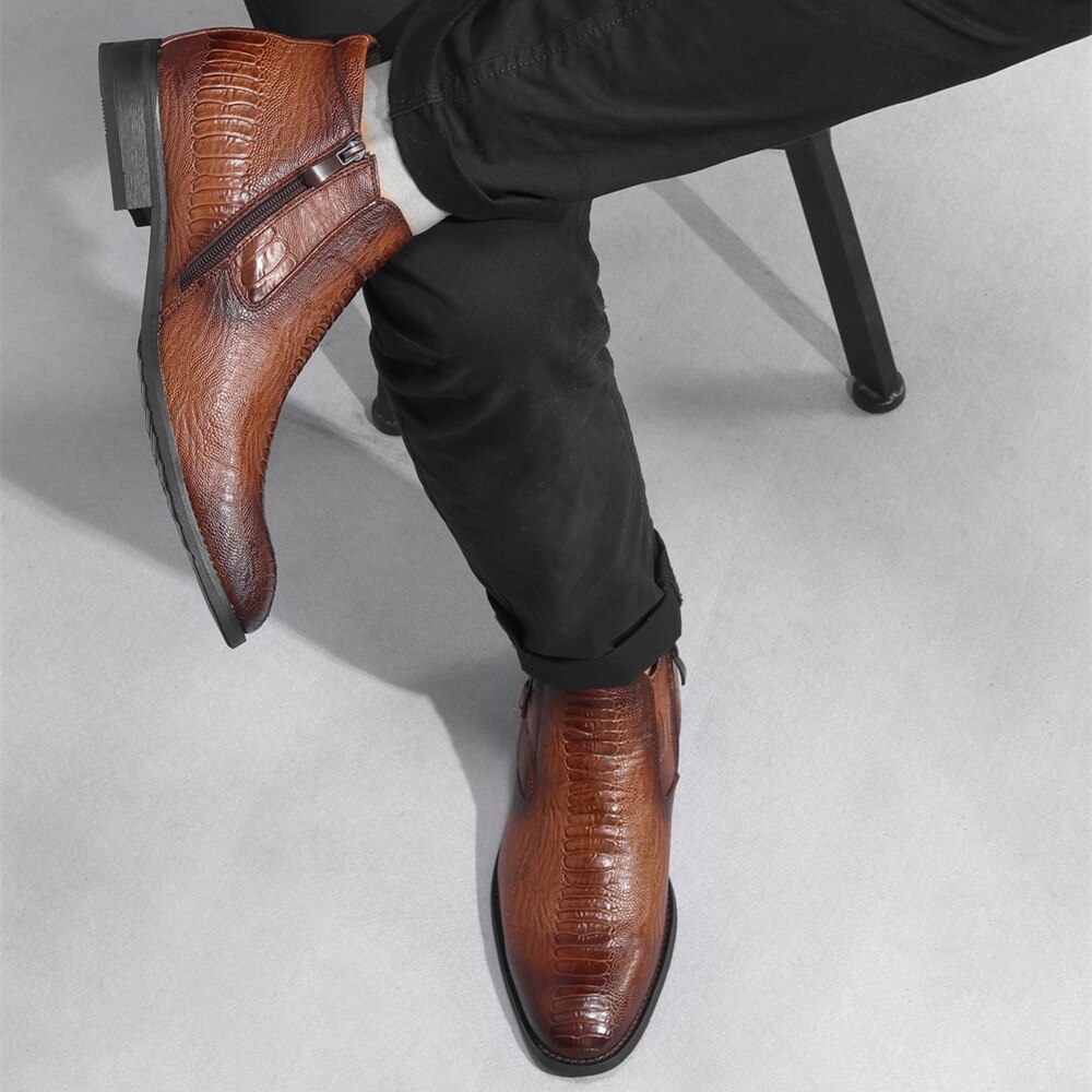 39~46 men boots fashion comfortable 2021 brand genuine leather chelsea boots #KD463