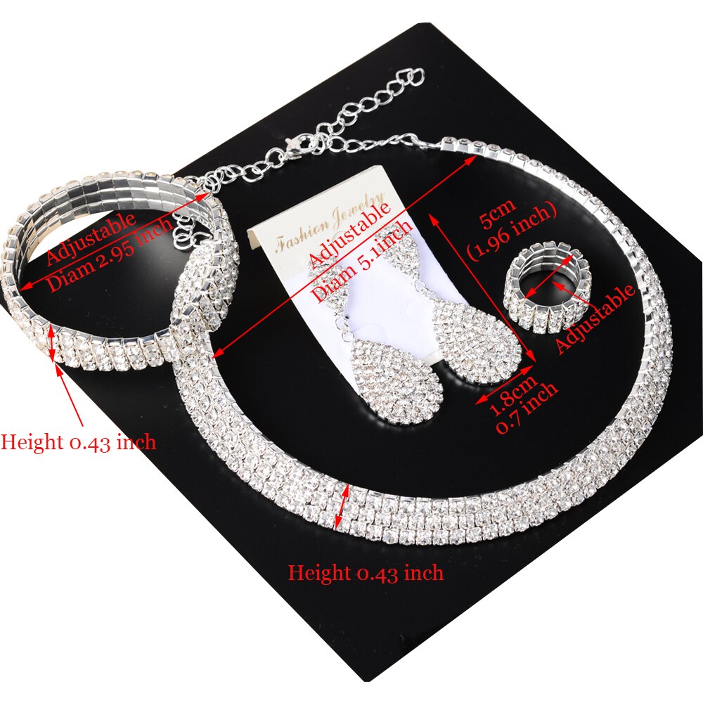 3 PCS Luxury Wedding Bridal Jewelry Sets for Women Necklace Bracelet Australia Crystal Long Earring Set Elastic 11.11 Sale