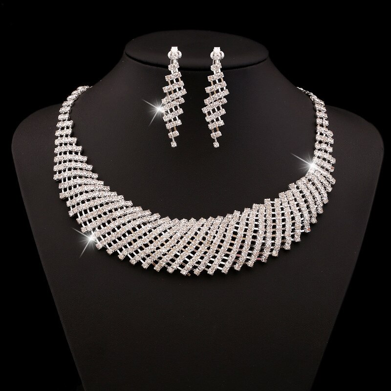 3 PCS Luxury Wedding Bridal Jewelry Sets for Women Necklace Bracelet Australia Crystal Long Earring Set Elastic 11.11 Sale