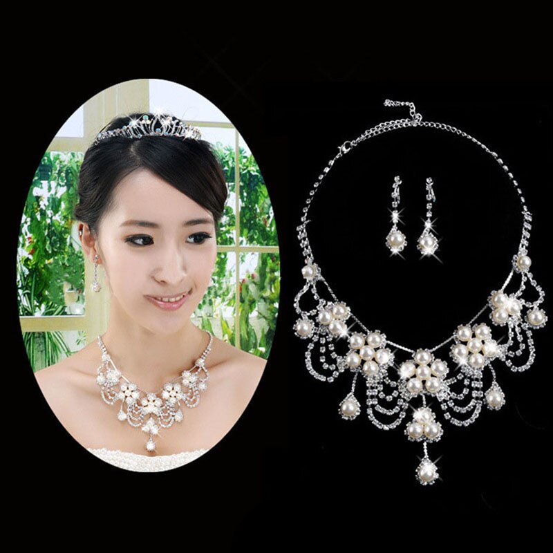 3 PCS Luxury Wedding Bridal Jewelry Sets for Women Necklace Bracelet Australia Crystal Long Earring Set Elastic 11.11 Sale