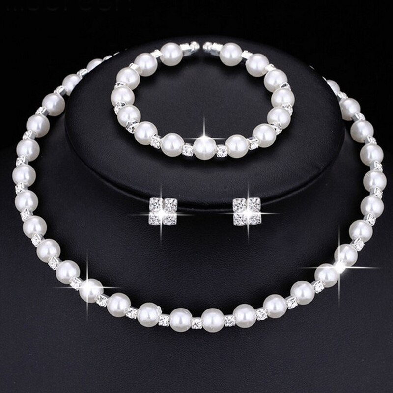 3 PCS Luxury Wedding Bridal Jewelry Sets for Women Necklace Bracelet Australia Crystal Long Earring Set Elastic 11.11 Sale