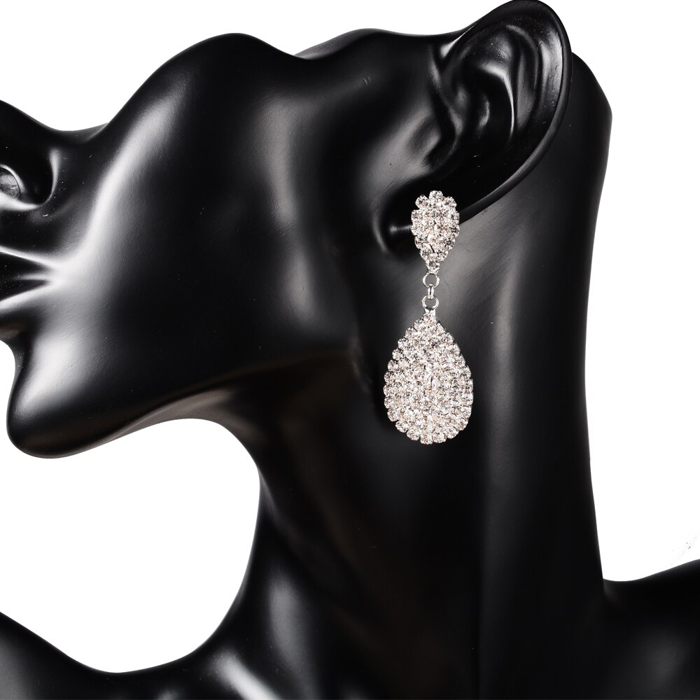 3 PCS Luxury Wedding Bridal Jewelry Sets for Women Necklace Bracelet Australia Crystal Long Earring Set Elastic 11.11 Sale