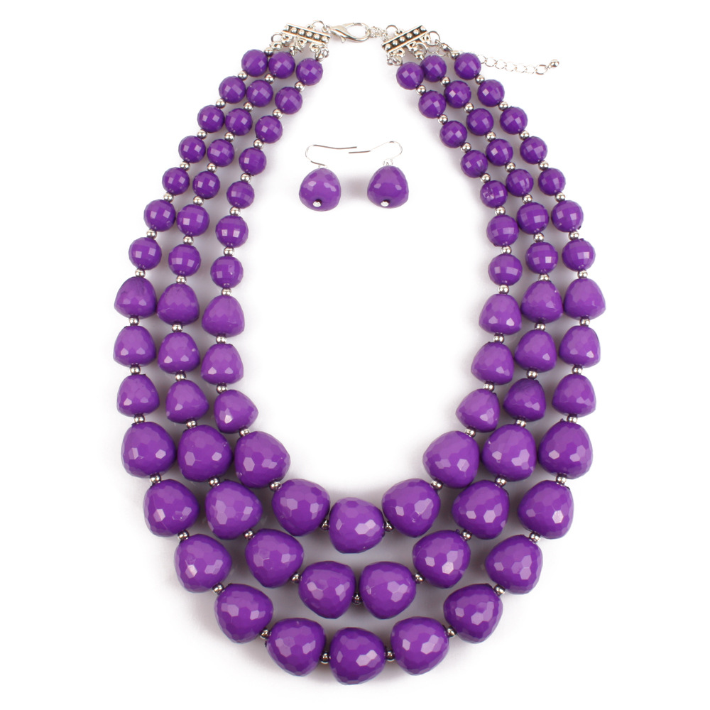 New Multi Layer Acrylic Necklace Set Africa Beads Jewelry Sets For Women Wedding Bohemian Necklaces Earrings бижутерия комплекты