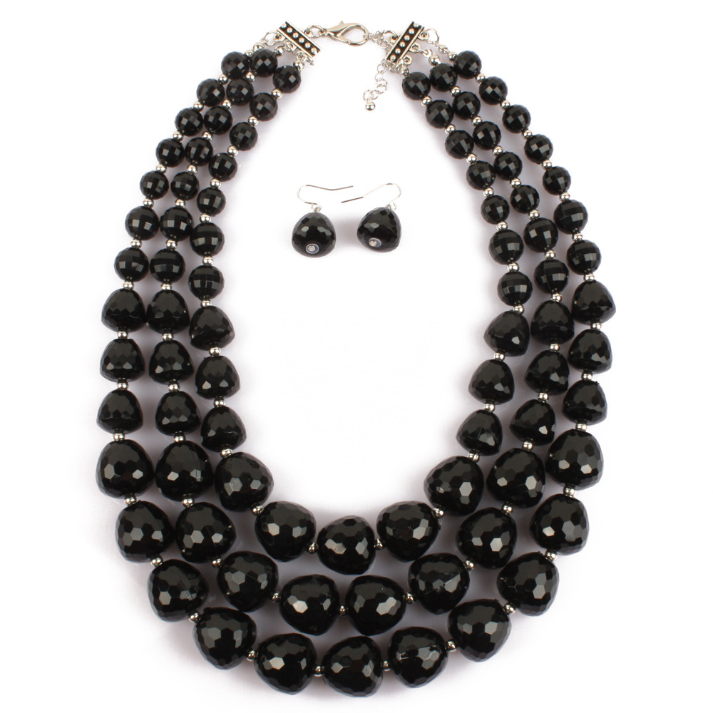 New Multi Layer Acrylic Necklace Set Africa Beads Jewelry Sets For Women Wedding Bohemian Necklaces Earrings бижутерия комплекты