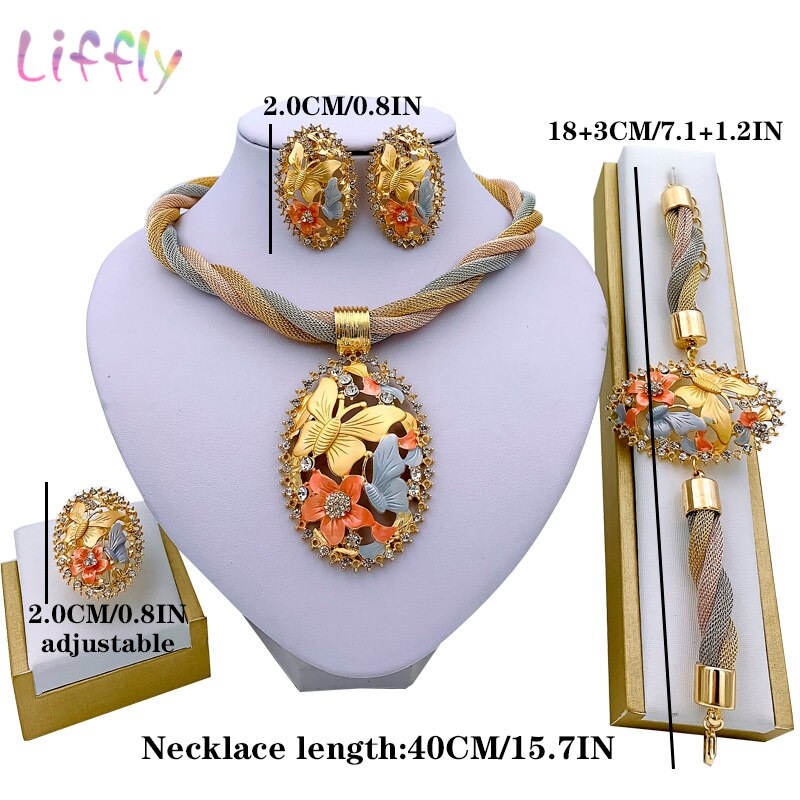African Jewelry Charm Necklace Earrings Dubai Gold Jewelry Sets for Women Wedding Bridal Bracelet Ring Pendant Jewelry Set African Jewelry Charm Necklace Earrings Dubai Gold Jewelry Sets for Women Wedding Bridal Bracelet Ring Pendant Jewelry Set