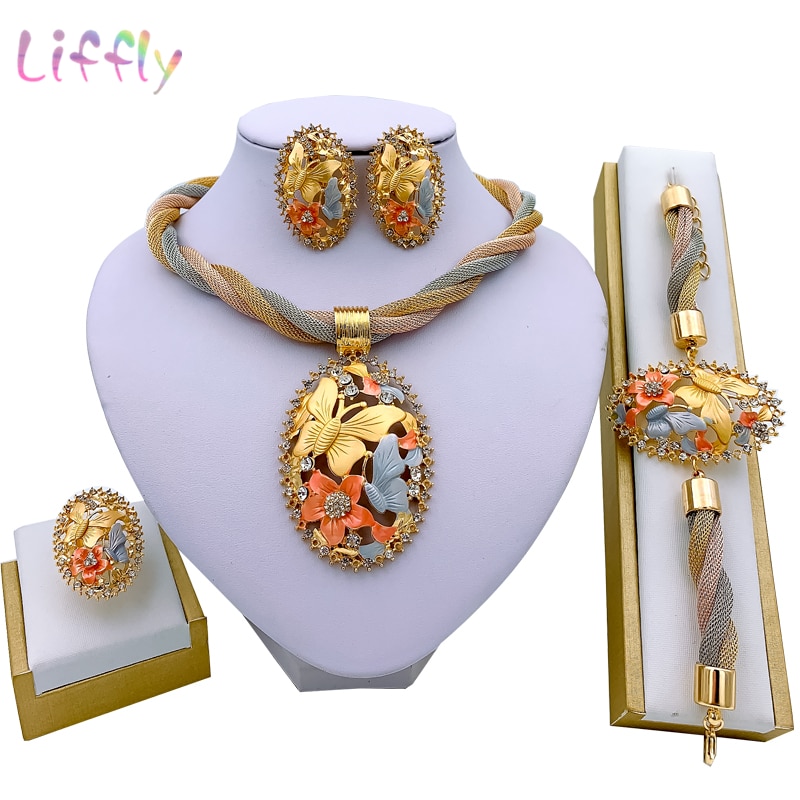 African Jewelry Charm Necklace Earrings Dubai Gold Jewelry Sets for Women Wedding Bridal Bracelet Ring Pendant Jewelry Set African Jewelry Charm Necklace Earrings Dubai Gold Jewelry Sets for Women Wedding Bridal Bracelet Ring Pendant Jewelry Set