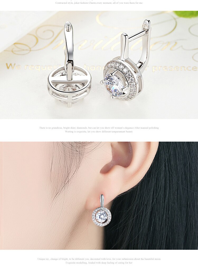BAMOER New Arrival Silver Color Round Shape Full Of Love Dangle Earrings For Women Fashion Jewelry YIE106