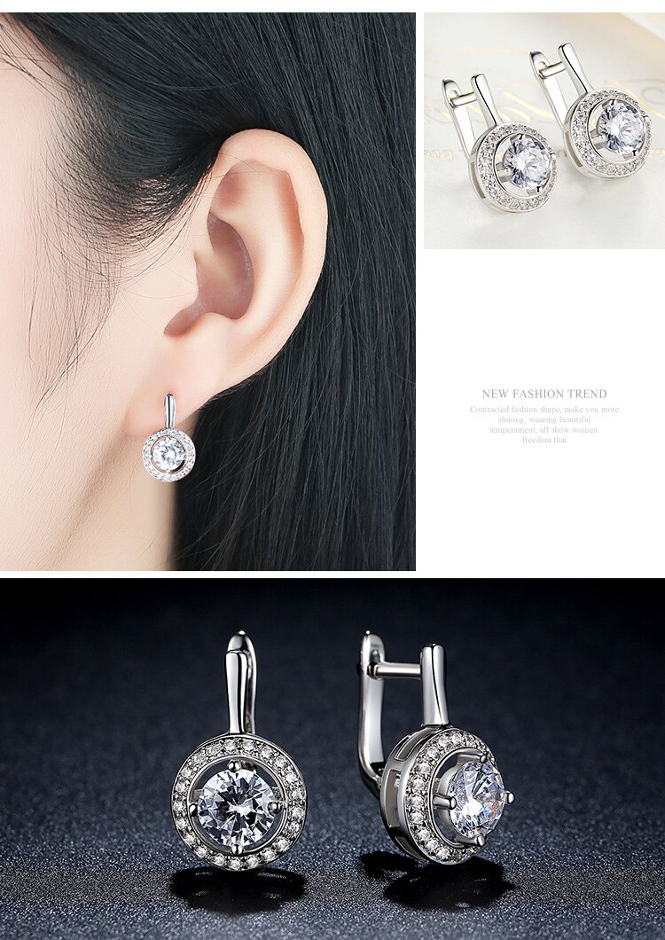BAMOER New Arrival Silver Color Round Shape Full Of Love Dangle Earrings For Women Fashion Jewelry YIE106