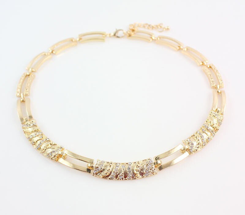 Women African Beads Jewelry Sets Cz Crystal Necklace Earring Ring Bracelet Jewelries Set Gold Color Statement Accessories